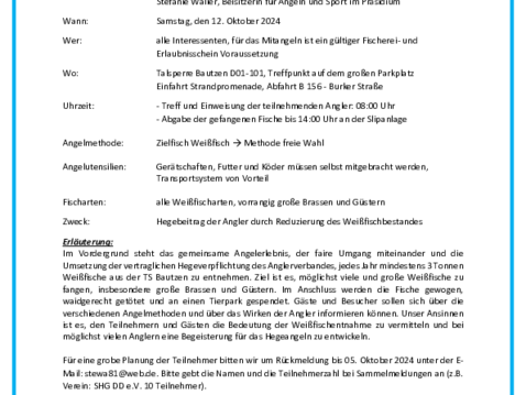 Ausschreibung Hegeangeln vom AVE